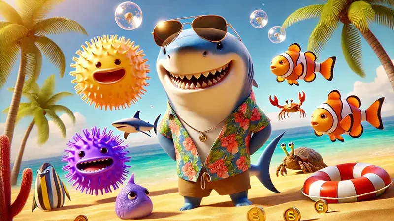 Adegan permainan tembak ikan dengan target laut bergerak